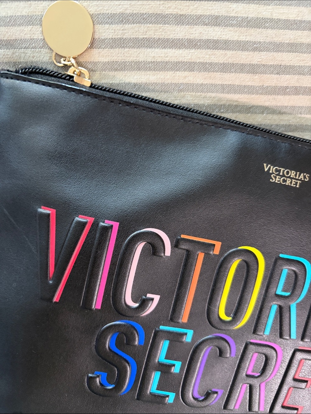 Victoria's Secret Black Cosmetic Pouch with Rainbow Lettering - Picture 6 of 10